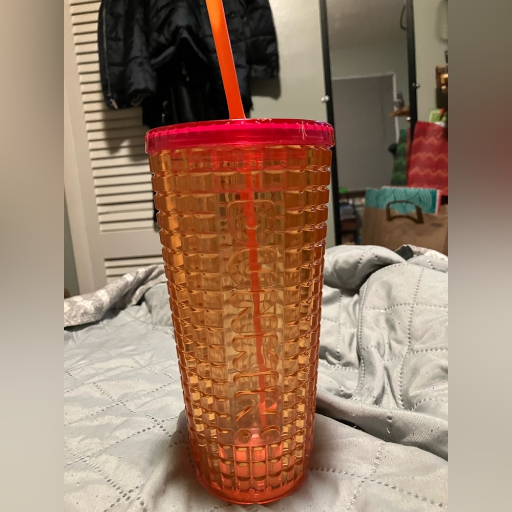 DUNKIN Orange/Pink Studded Cold Cup Tumbler